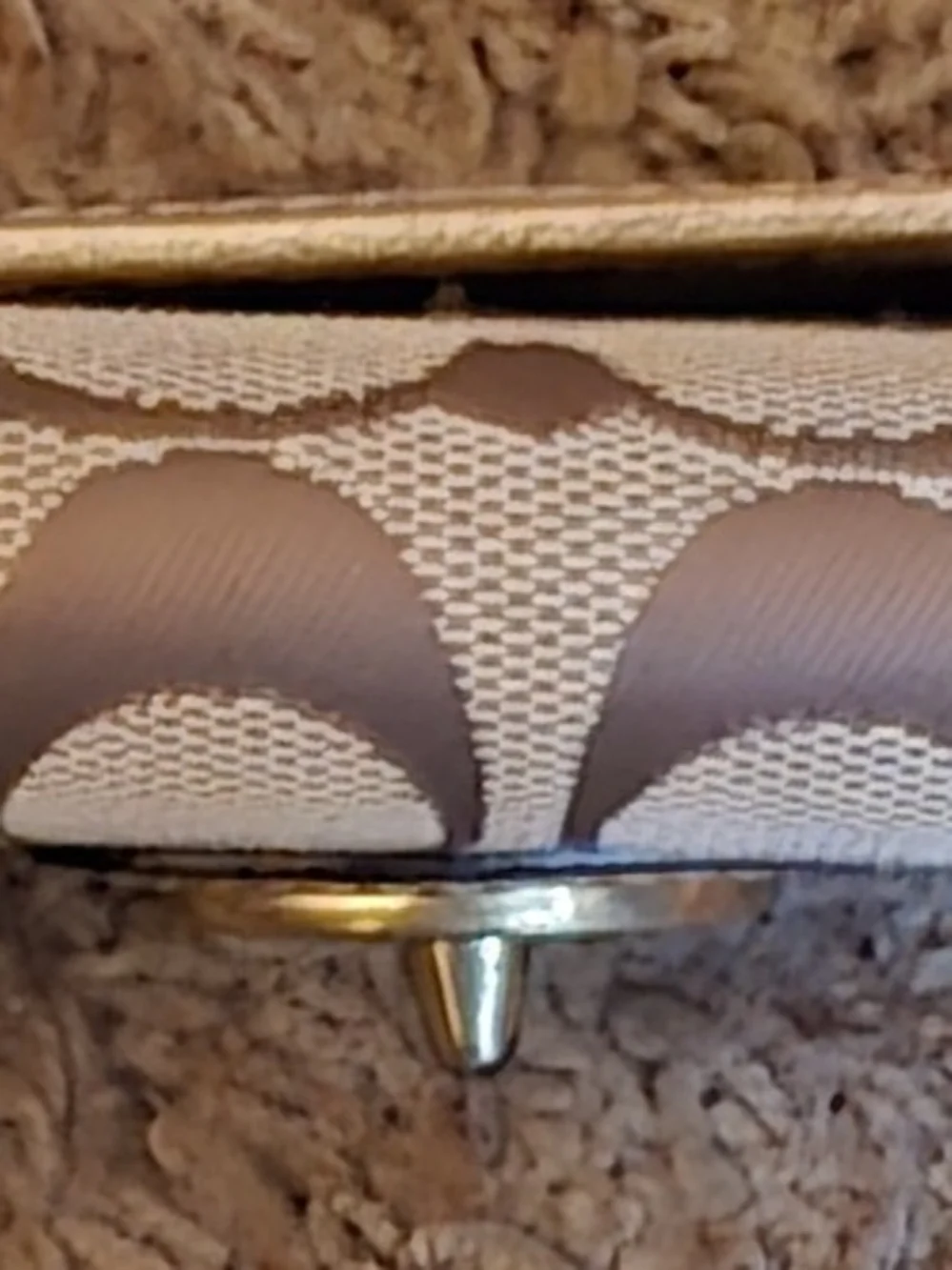 COACH Signature C Canvas Continental Wallet In Metalic Gold And Tan